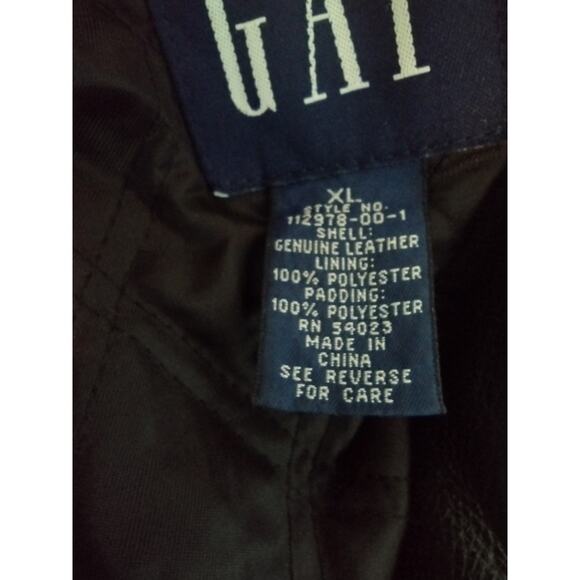 Vintage GAP Full Zip Leather Jacket Men’s XL Black Quilt Lined Bomber Y2K 90s - Picture 6 of 12